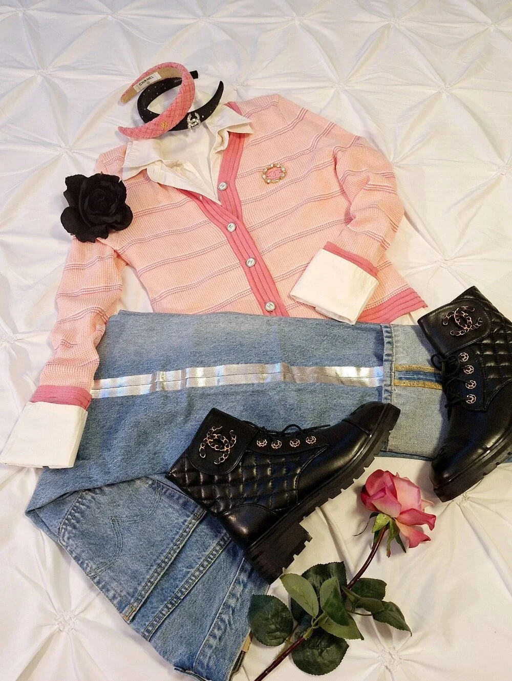 💖 CC ME @ ATTIRE and ACCESSORIES - NWT PINK STRIPE SWEATER